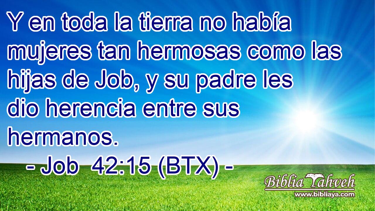 Y en toda la tierra no había mujeres tan hermosas como las hijas de Job, y su padre les dio herencia entre sus hermanos.