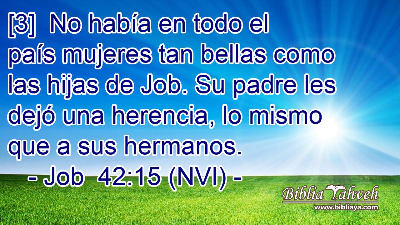  [3]  No había en todo el país mujeres tan bellas como las hijas de Job. Su padre les dejó una herencia, lo mismo que a sus hermanos. 