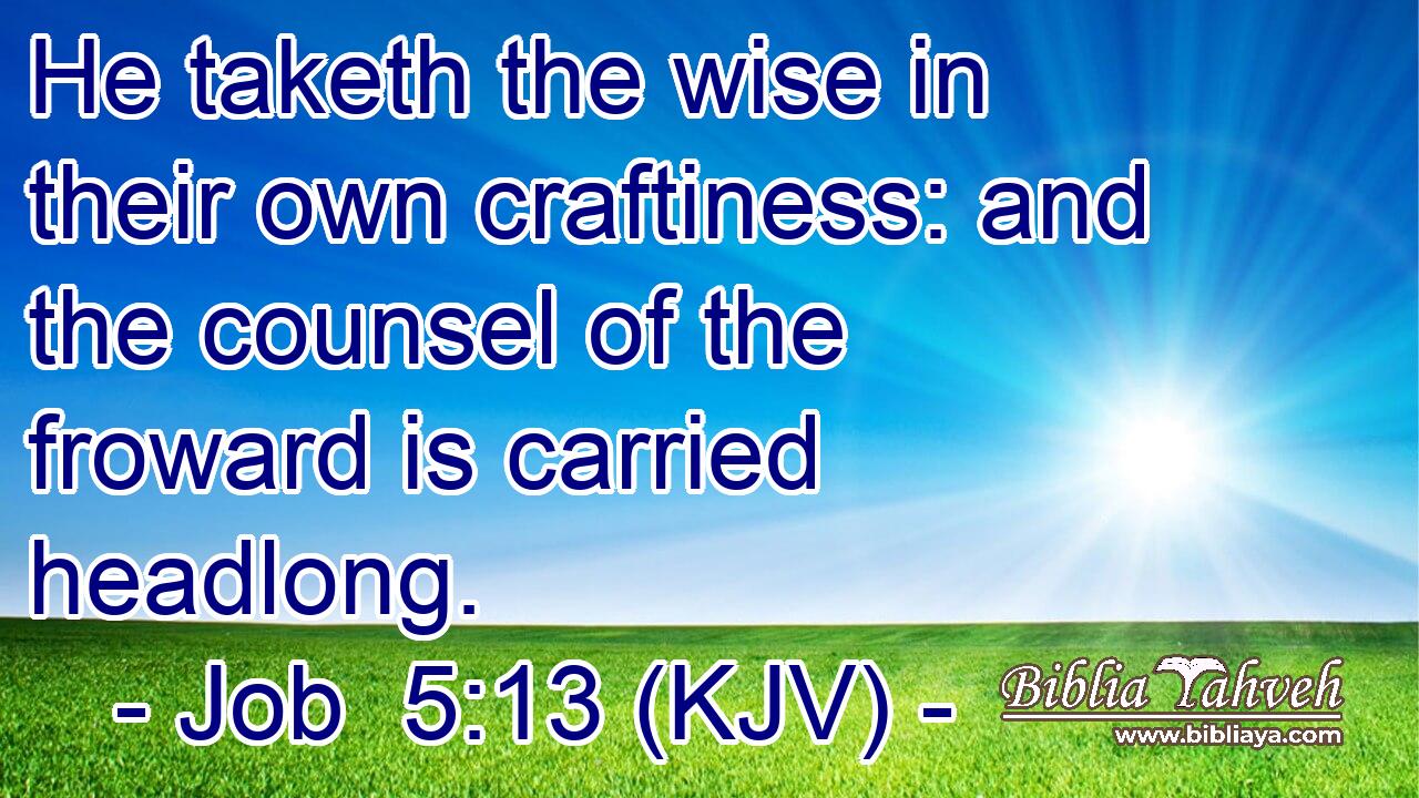 He taketh the wise in their own craftiness: and the counsel of the froward is carried headlong.