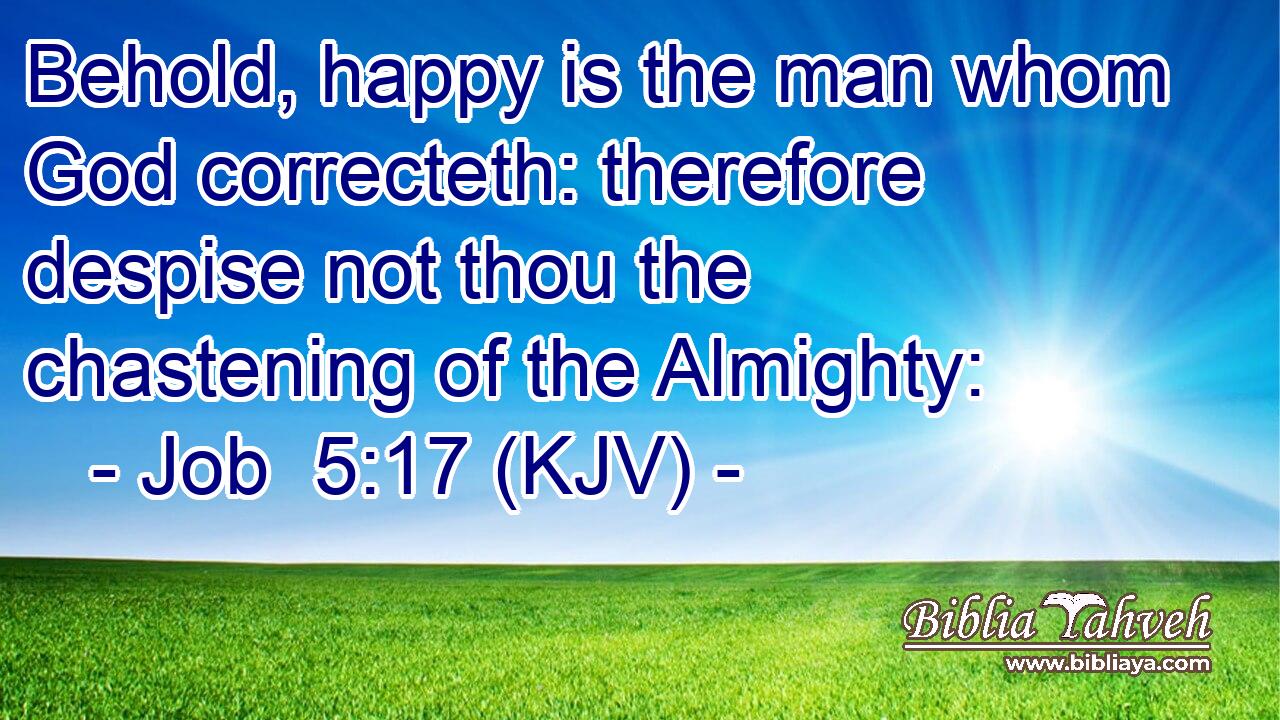 Behold, happy is the man whom God correcteth: therefore despise not thou the chastening of the Almighty:
