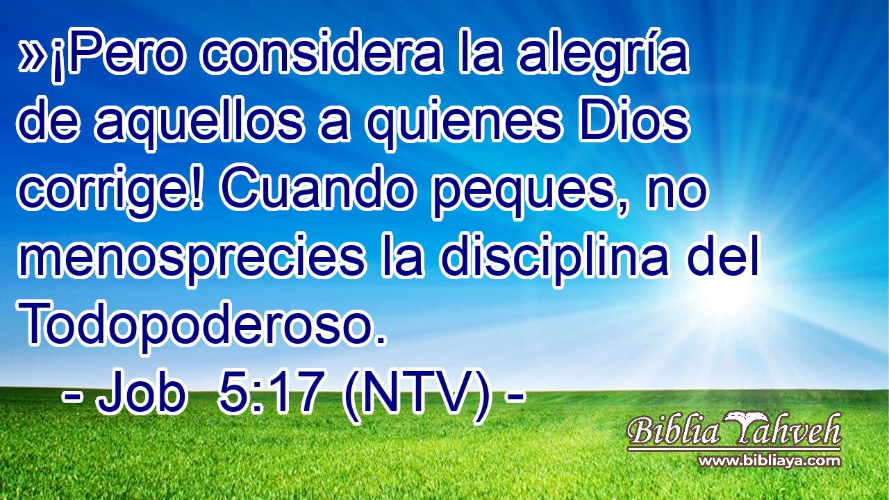 »¡Pero considera la alegría de aquellos a quienes Dios corrige! Cuando peques, no menosprecies la disciplina del Todopoderoso.