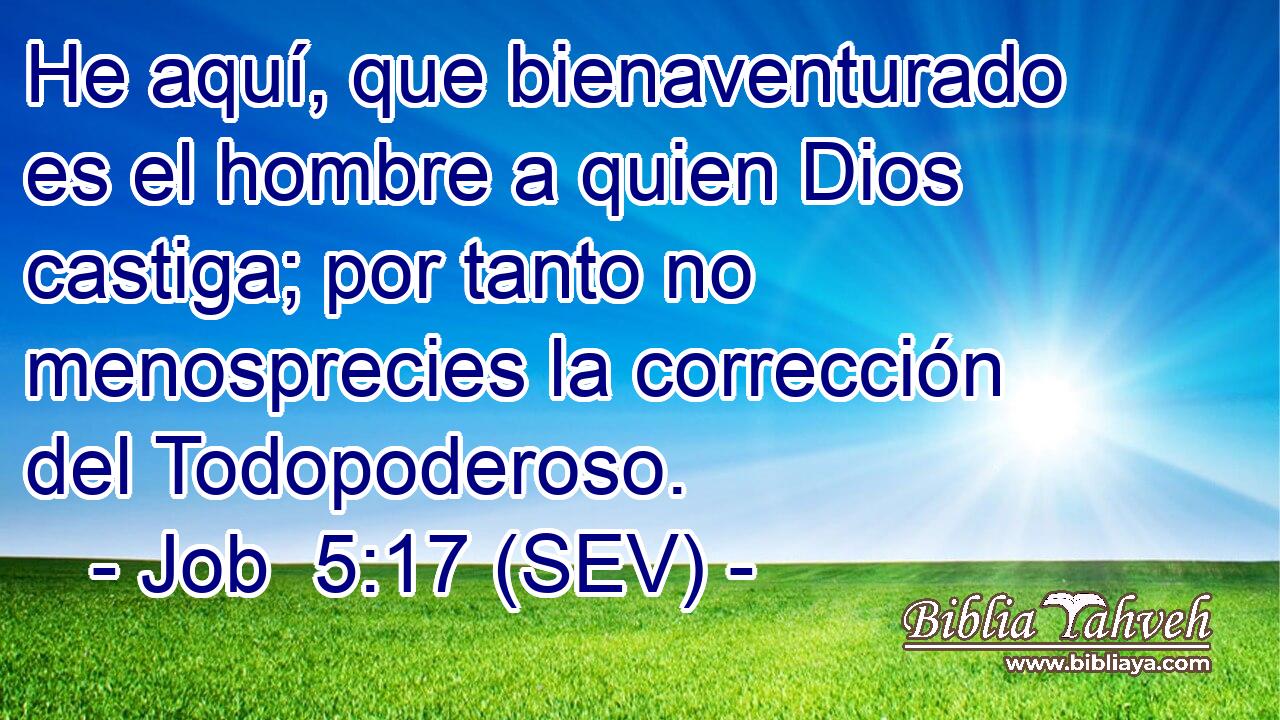 He aquí, que bienaventurado es el hombre a quien Dios castiga; por tanto no menosprecies la corrección del Todopoderoso.
