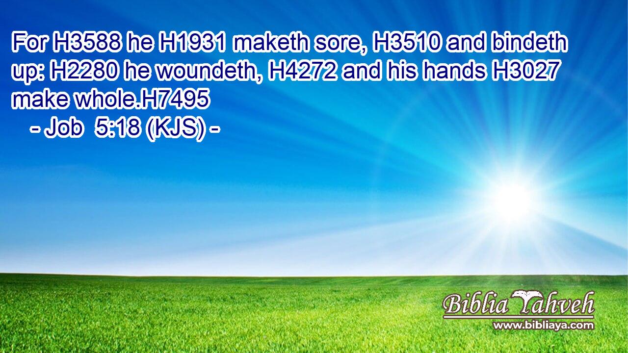 For H3588 he H1931 maketh sore, H3510 and bindeth up: H2280 he woundeth, H4272 and his hands H3027 make whole.H7495