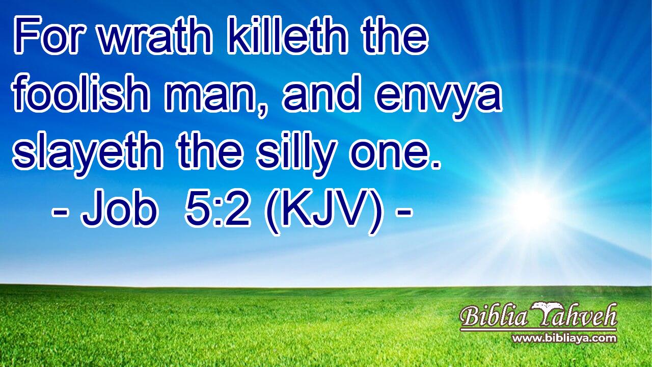 For wrath killeth the foolish man, and envya slayeth the silly one.