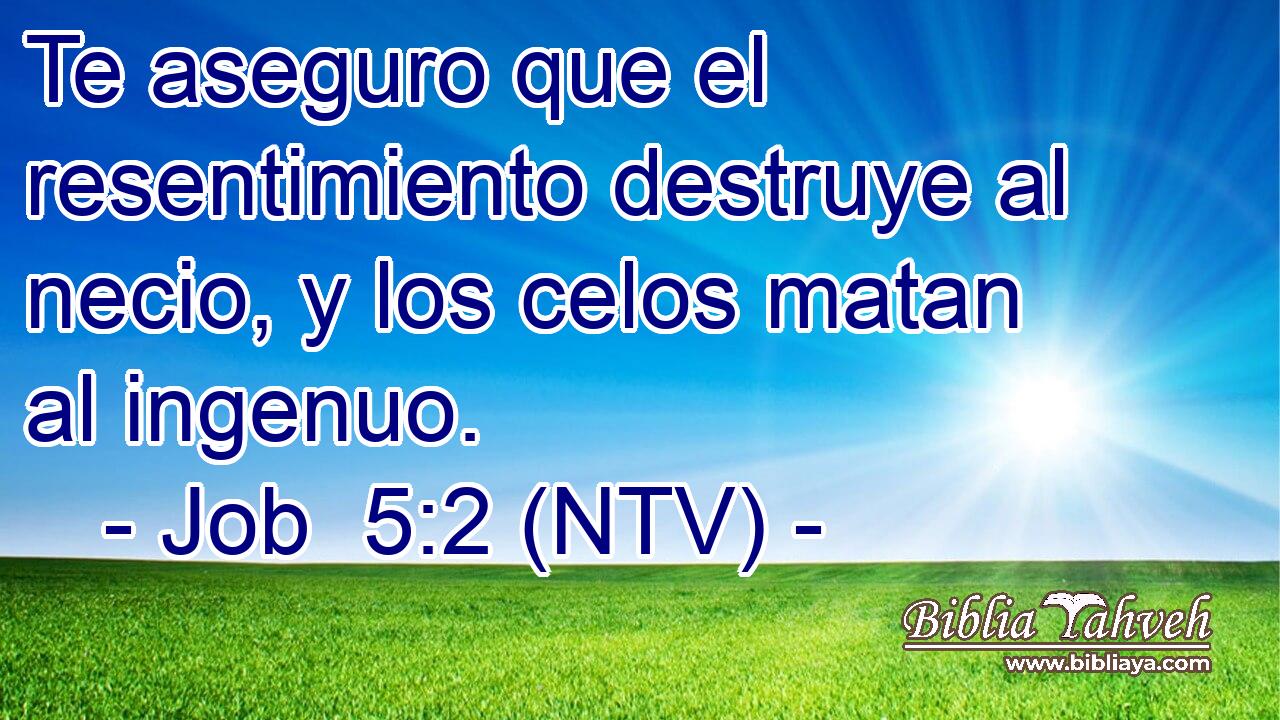 Te aseguro que el resentimiento destruye al necio, y los celos matan al ingenuo.