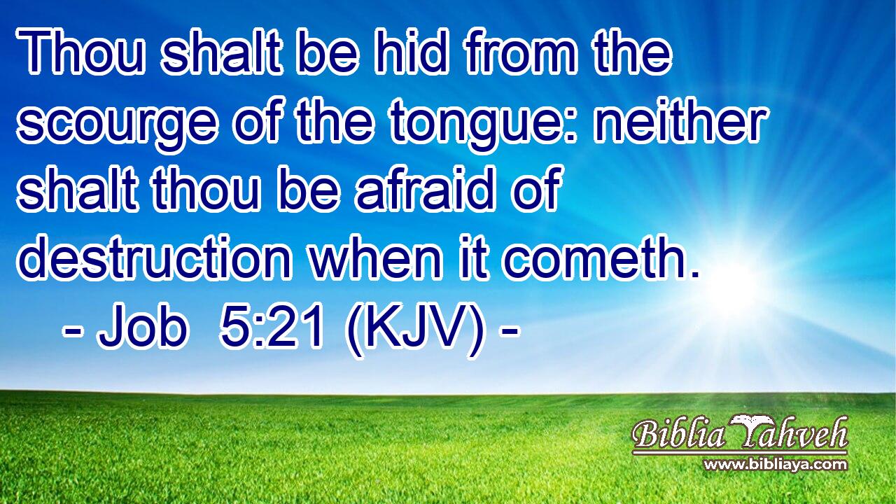 Thou shalt be hid from the scourge of the tongue: neither shalt thou be afraid of destruction when it cometh.