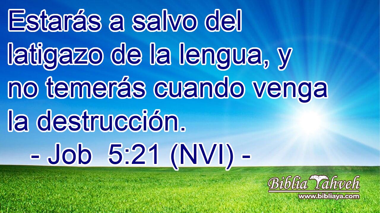  Estarás a salvo del latigazo de la lengua, y no temerás cuando venga la destrucción. 