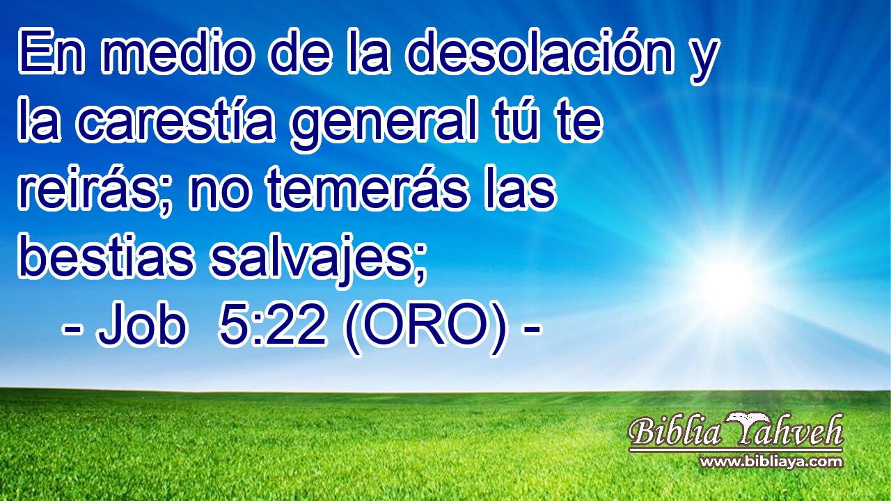  En medio de la desolación y la carestía general tú te reirás; no temerás las bestias salvajes; 