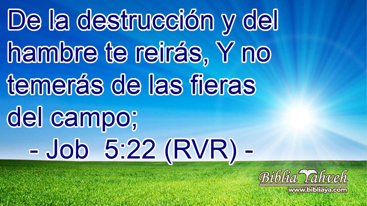 De la destrucción y del hambre te reirás, Y no temerás de las fieras del campo;