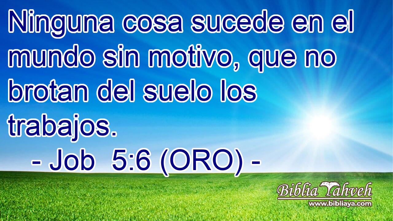  Ninguna cosa sucede en el mundo sin motivo, que no brotan del suelo los trabajos. 