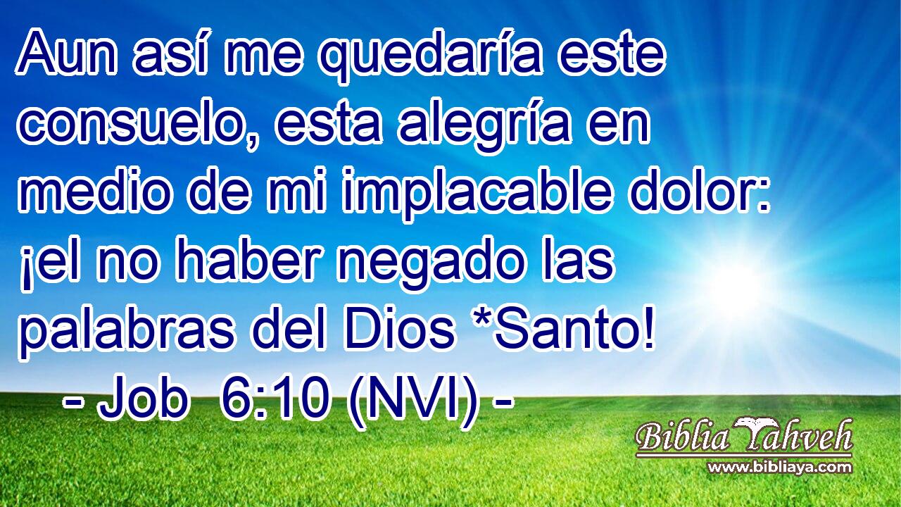  Aun así me quedaría este consuelo, esta alegría en medio de mi implacable dolor: ¡el no haber negado las palabras del Dios *Santo! 