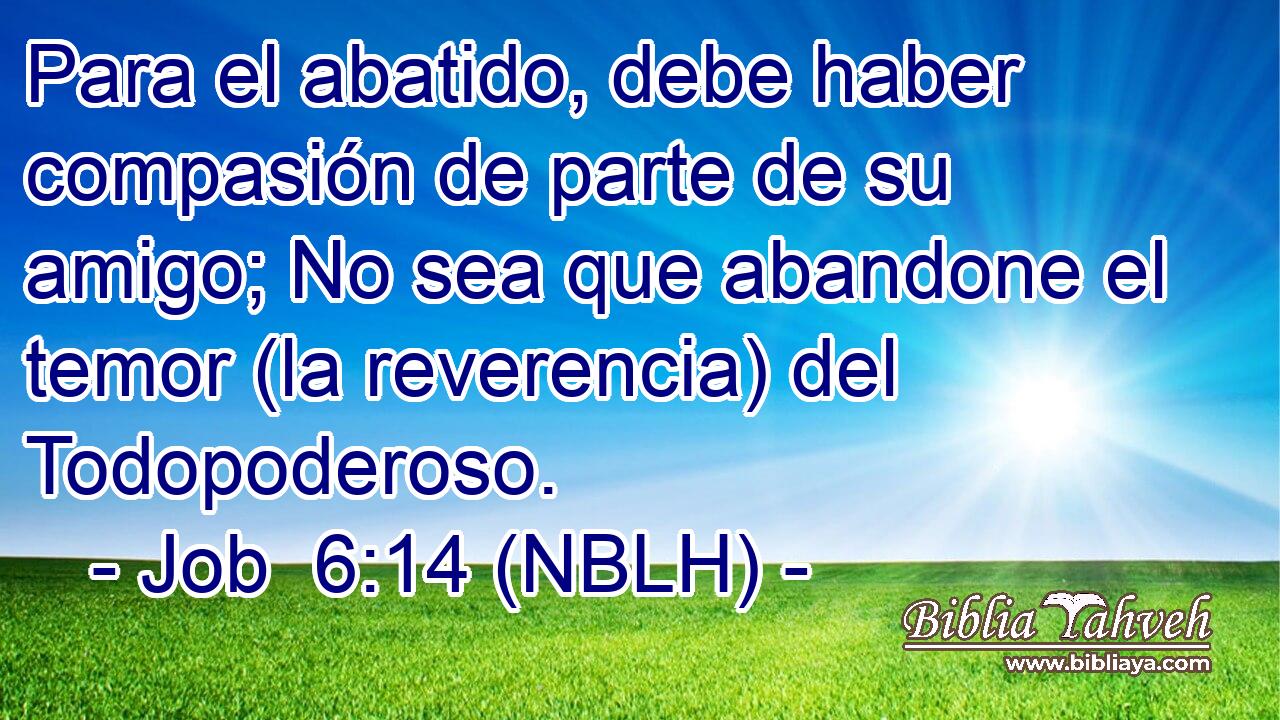 Para el abatido, debe haber compasión de parte de su amigo; No sea que abandone el temor (la reverencia) del Todopoderoso. 