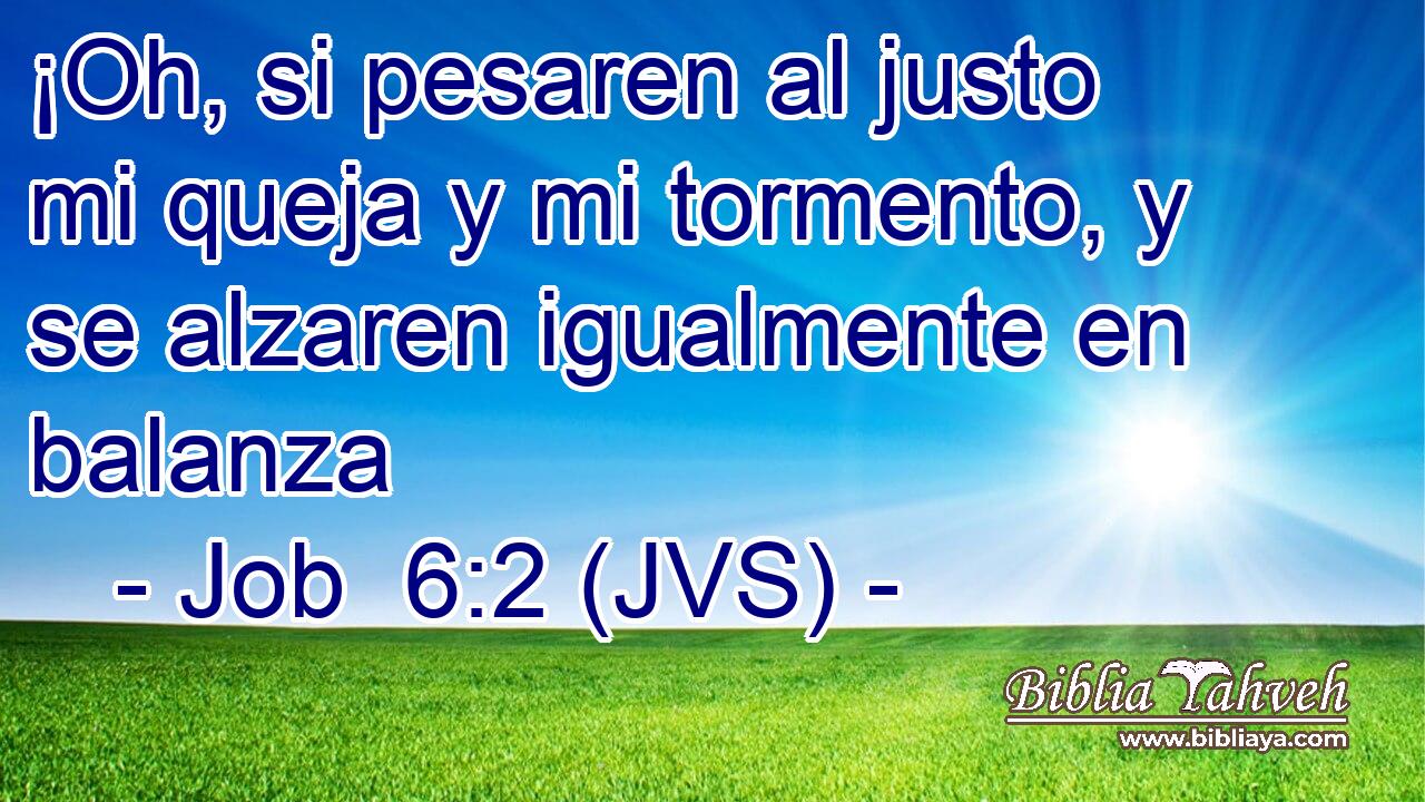 ¡Oh, si pesaren al justo mi queja y mi tormento, y se alzaren igualmente en balanza