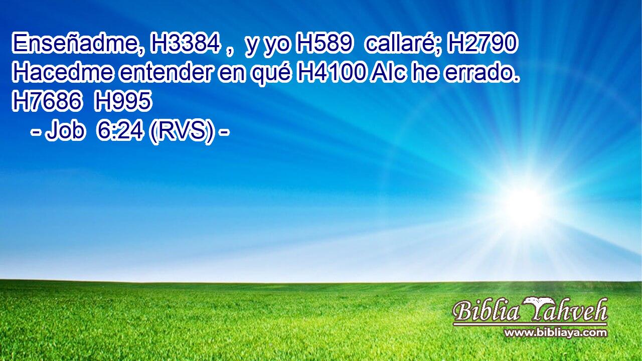 Enseñadme, H3384 ,  y yo H589  callaré; H2790  Hacedme entender en qué H4100 AIc he errado. H7686  H995 