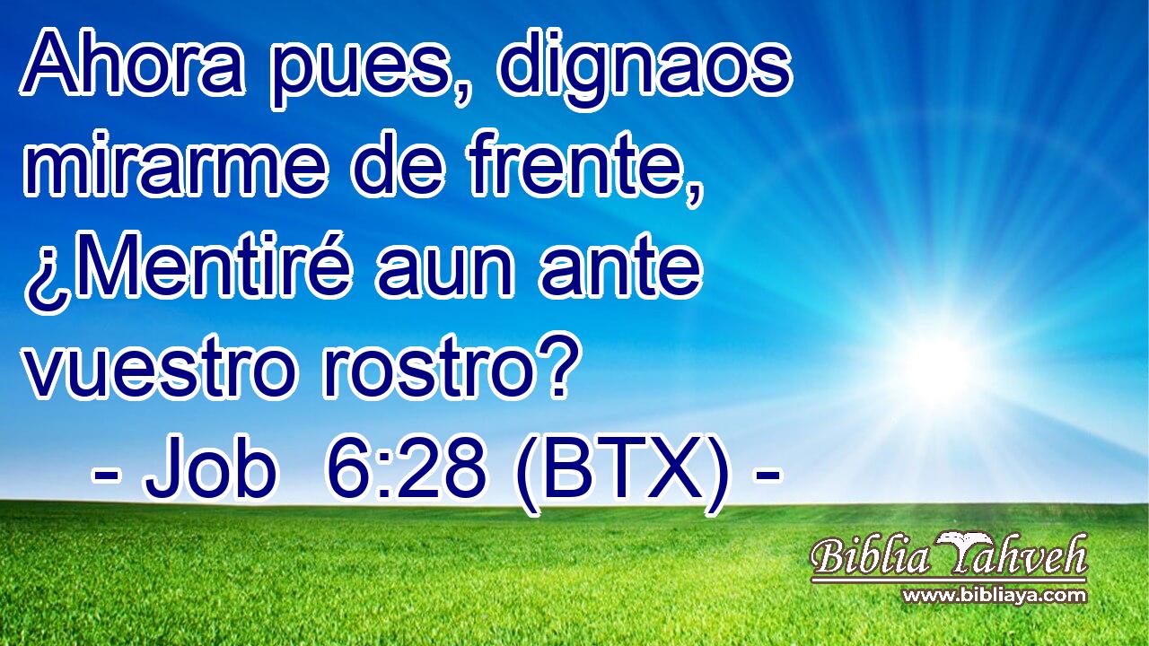Ahora pues, dignaos mirarme de frente, ¿Mentiré aun ante vuestro rostro?