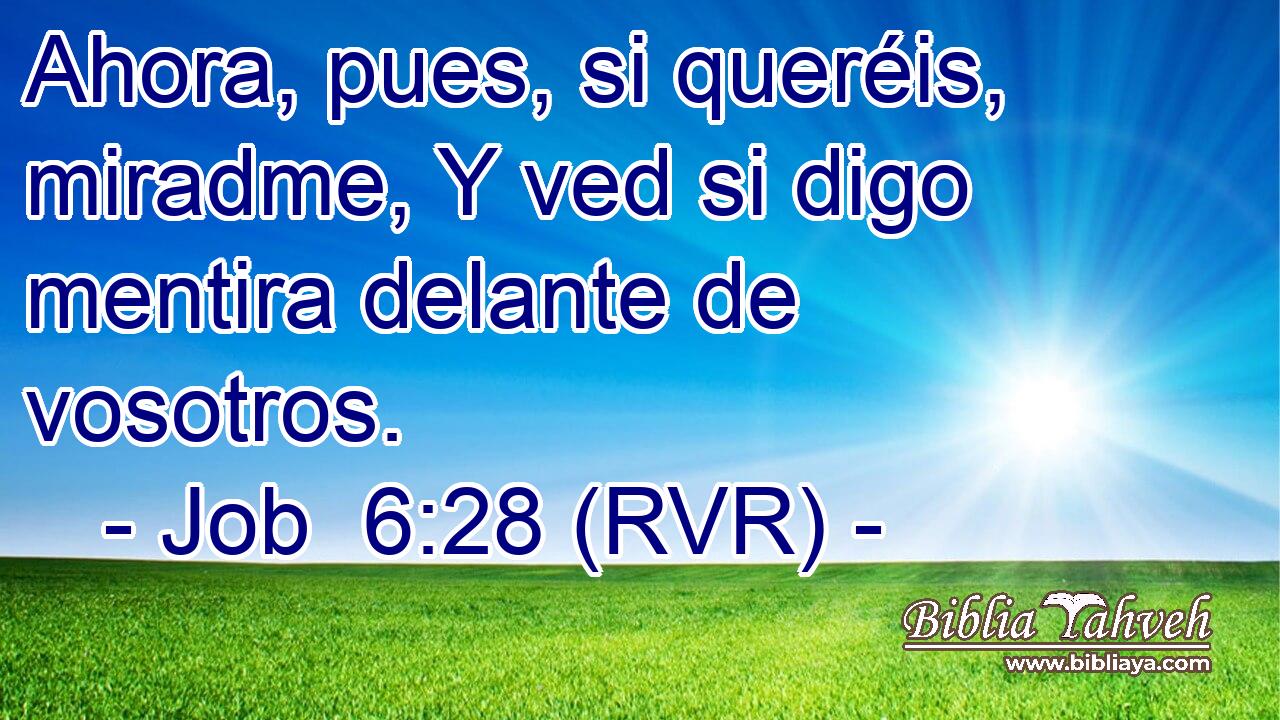 Ahora, pues, si queréis, miradme, Y ved si digo mentira delante de vosotros.