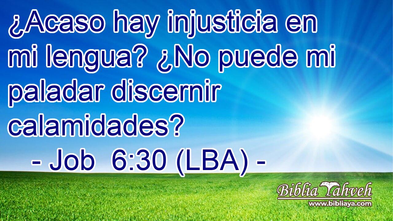 ¿Acaso hay injusticia en mi lengua? ¿No puede mi paladar discernir calamidades?