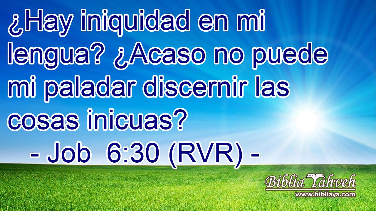 ¿Hay iniquidad en mi lengua? ¿Acaso no puede mi paladar discernir las cosas inicuas?