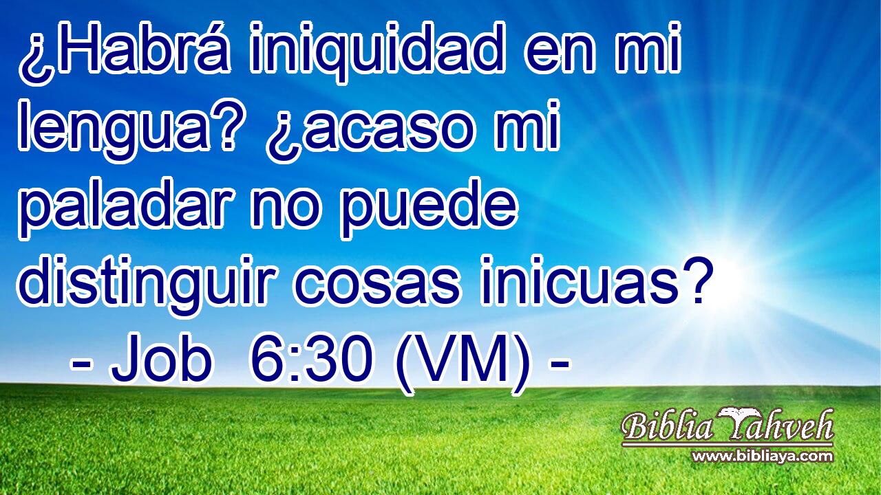  ¿Habrá iniquidad en mi lengua? ¿acaso mi paladar no puede distinguir cosas inicuas? 