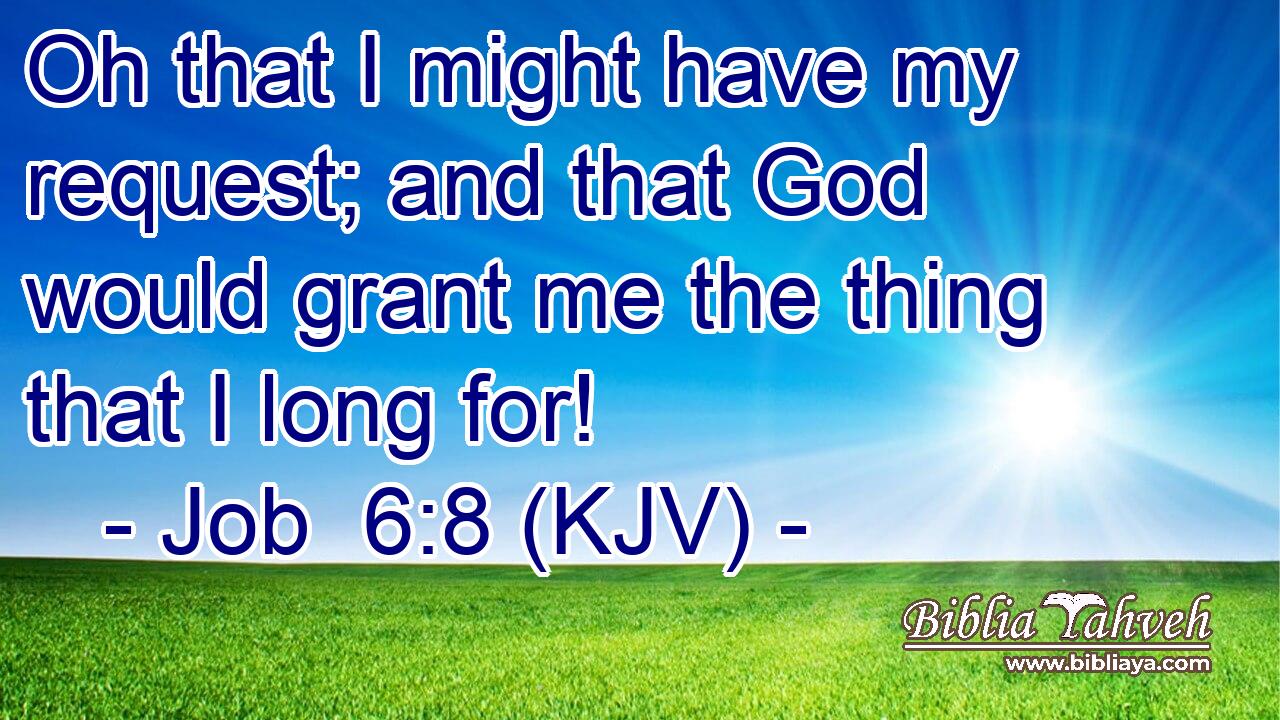 Oh that I might have my request; and that God would grant me the thing that I long for!