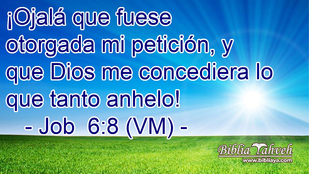  ¡Ojalá que fuese otorgada mi petición, y que Dios me concediera lo que tanto anhelo! 