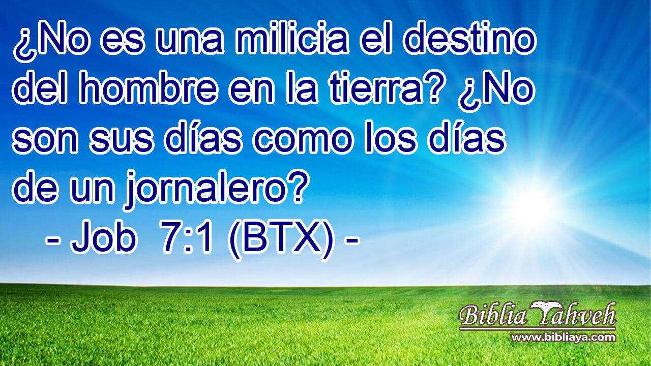 ¿No es una milicia el destino del hombre en la tierra? ¿No son sus días como los días de un jornalero?