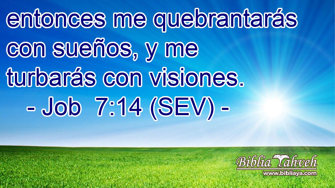 entonces me quebrantarás con sueños, y me turbarás con visiones.