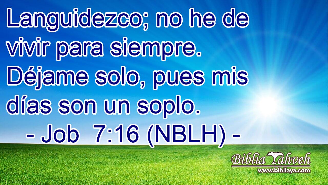  Languidezco; no he de vivir para siempre. Déjame solo, pues mis días son un soplo. 