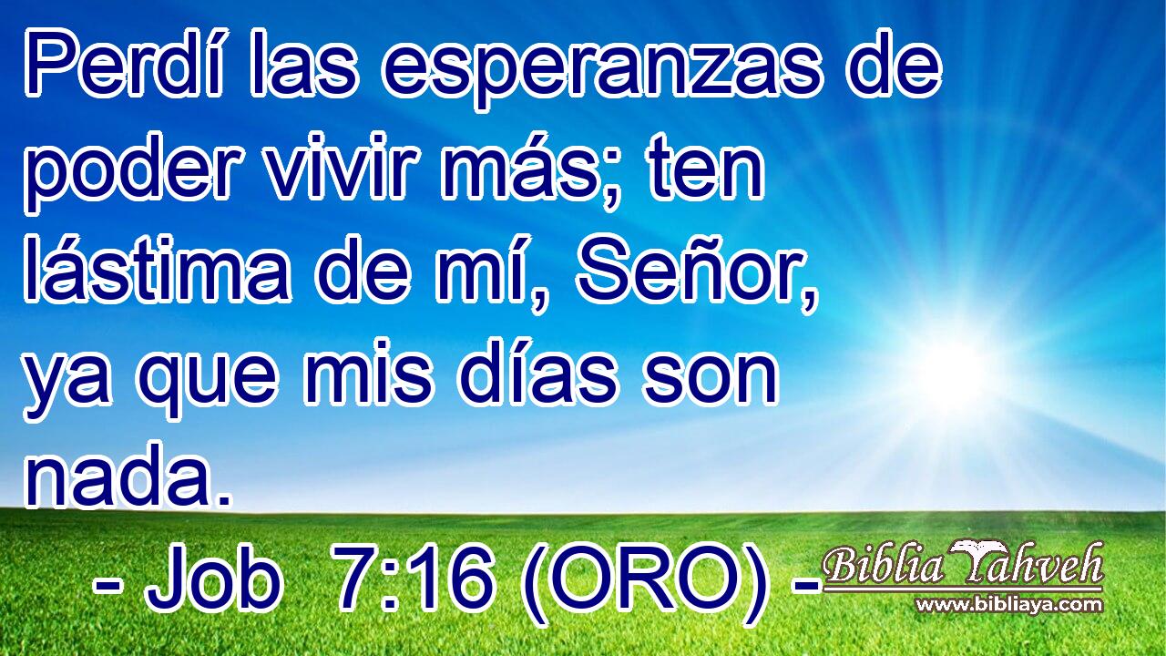  Perdí las esperanzas de poder vivir más; ten lástima de mí, Señor, ya que mis días son nada. 