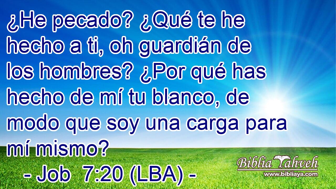 ¿He pecado? ¿Qué te he hecho a ti, oh guardián de los hombres? ¿Por qué has hecho de mí tu blanco, de modo que soy una carga para mí mismo?
