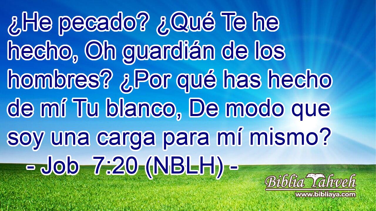  ¿He pecado? ¿Qué Te he hecho, Oh guardián de los hombres? ¿Por qué has hecho de mí Tu blanco, De modo que soy una carga para mí mismo? 