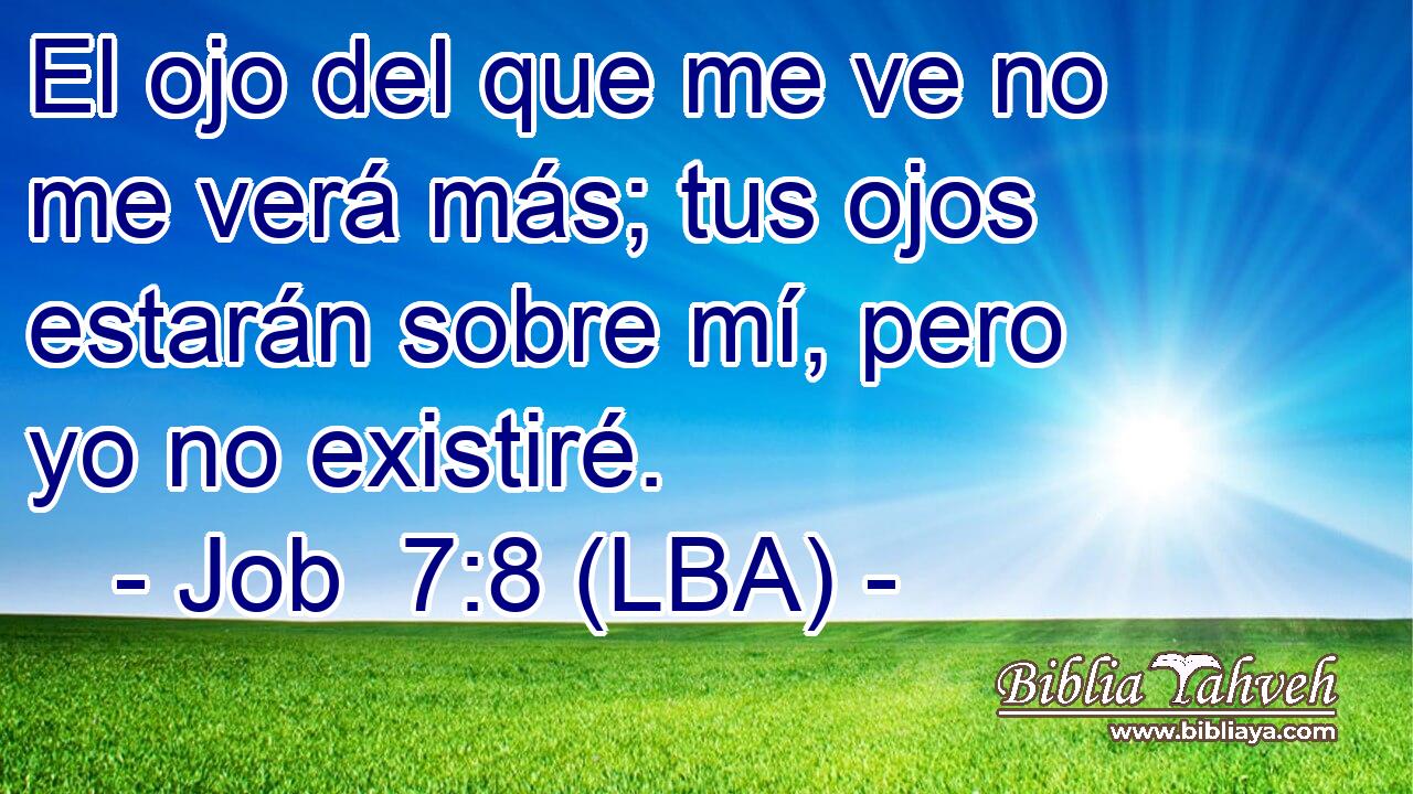 El ojo del que me ve no me verá más; tus ojos estarán sobre mí, pero yo no existiré.