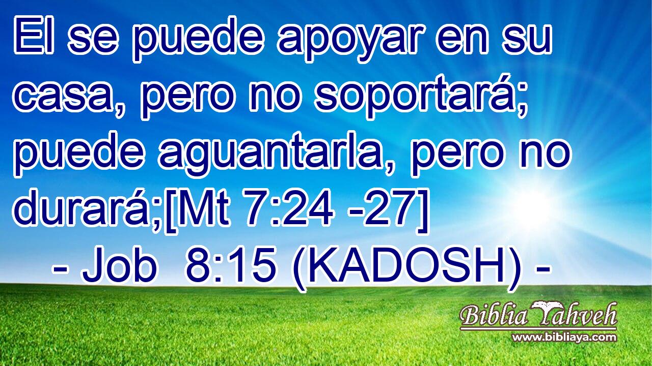  El se puede apoyar en su casa, pero no soportará; puede aguantarla, pero no durará;[Mt 7:24 -27] 