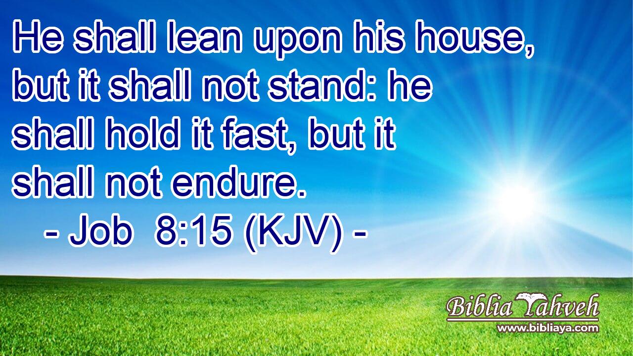 He shall lean upon his house, but it shall not stand: he shall hold it fast, but it shall not endure.