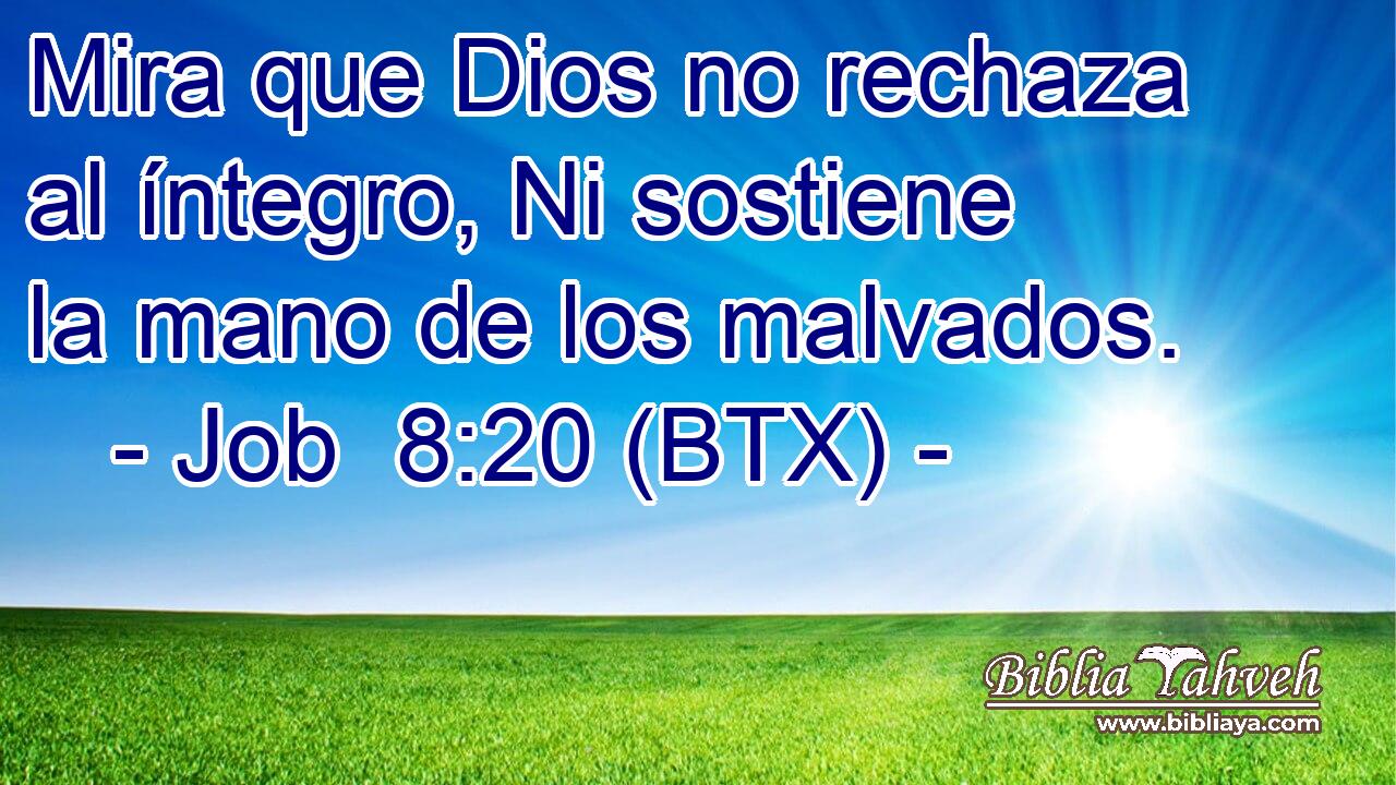Mira que Dios no rechaza al íntegro, Ni sostiene la mano de los malvados.
