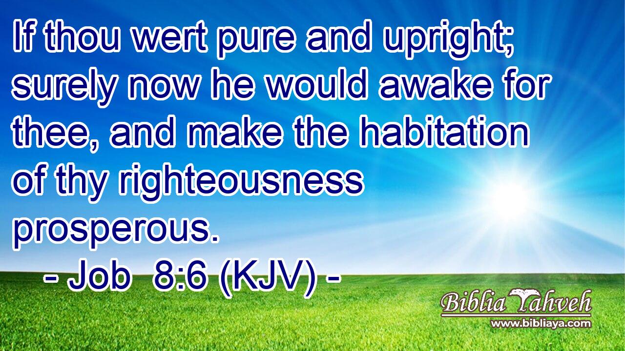 If thou wert pure and upright; surely now he would awake for thee, and make the habitation of thy righteousness prosperous.