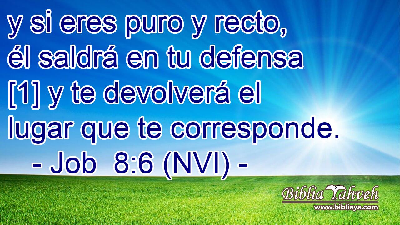  y si eres puro y recto, él saldrá en tu defensa [1] y te devolverá el lugar que te corresponde. 