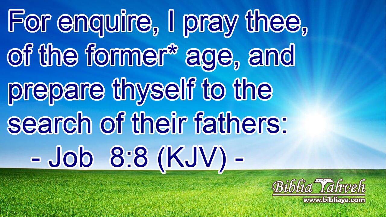 For enquire, I pray thee, of the former* age, and prepare thyself to the search of their fathers: