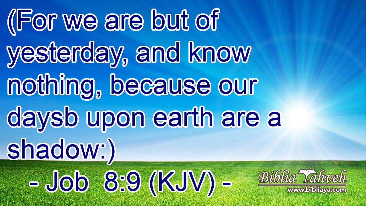 (For we are but of yesterday, and know nothing, because our daysb upon earth are a shadow:)
