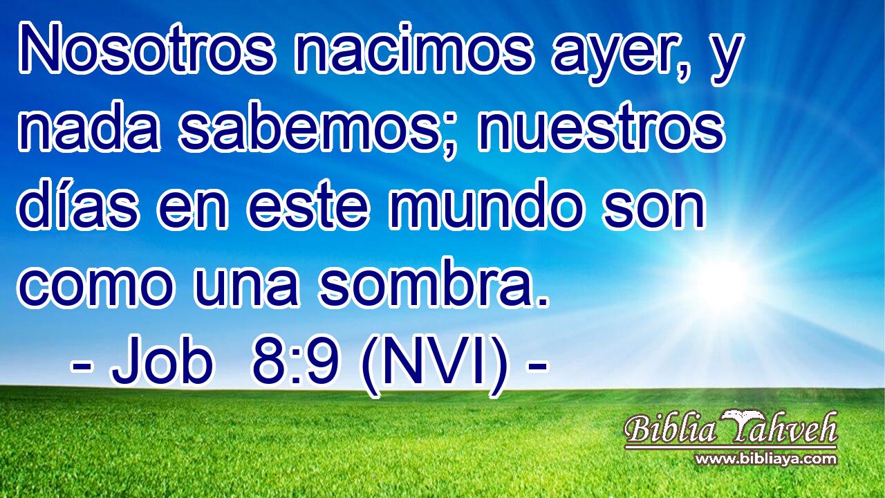  Nosotros nacimos ayer, y nada sabemos; nuestros días en este mundo son como una sombra. 