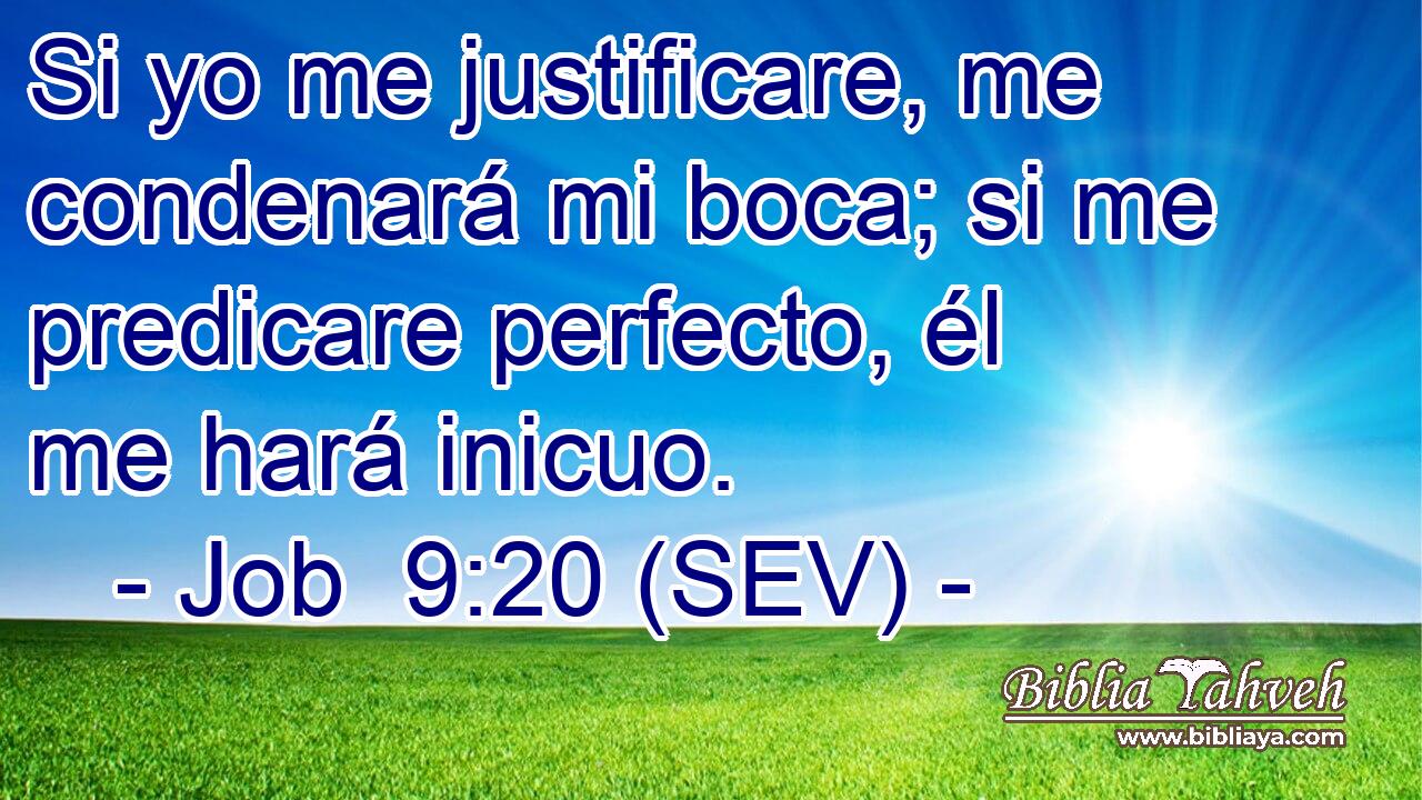 Si yo me justificare, me condenará mi boca; si me predicare perfecto, él me hará inicuo.