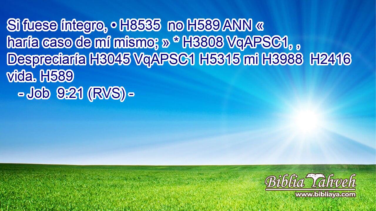 Si fuese íntegro, • H8535  no H589 ANN « haría caso de mí mismo; » * H3808 VqAPSC1, ,  Despreciaría H3045 VqAPSC1 H5315 mi H3988  H2416 vida. H589  