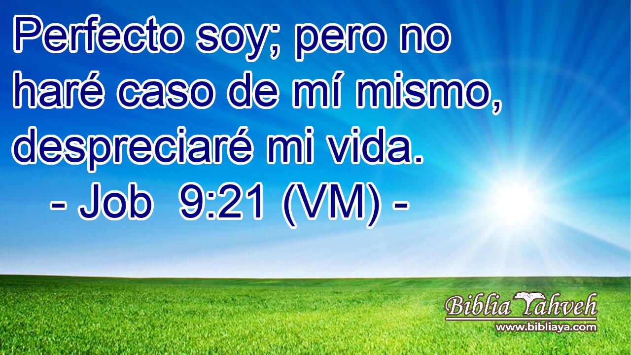  Perfecto soy; pero no haré caso de mí mismo, despreciaré mi vida. 