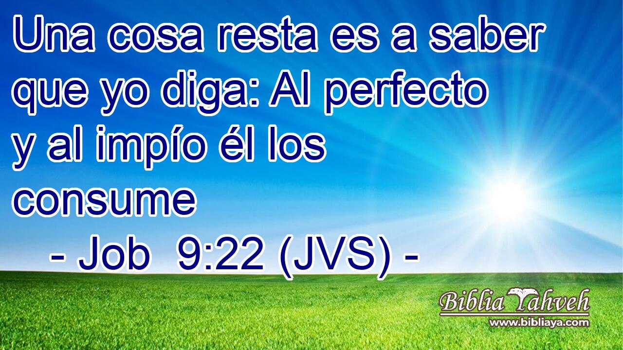 Una cosa resta es a saber que yo diga: Al perfecto y al impío él los consume