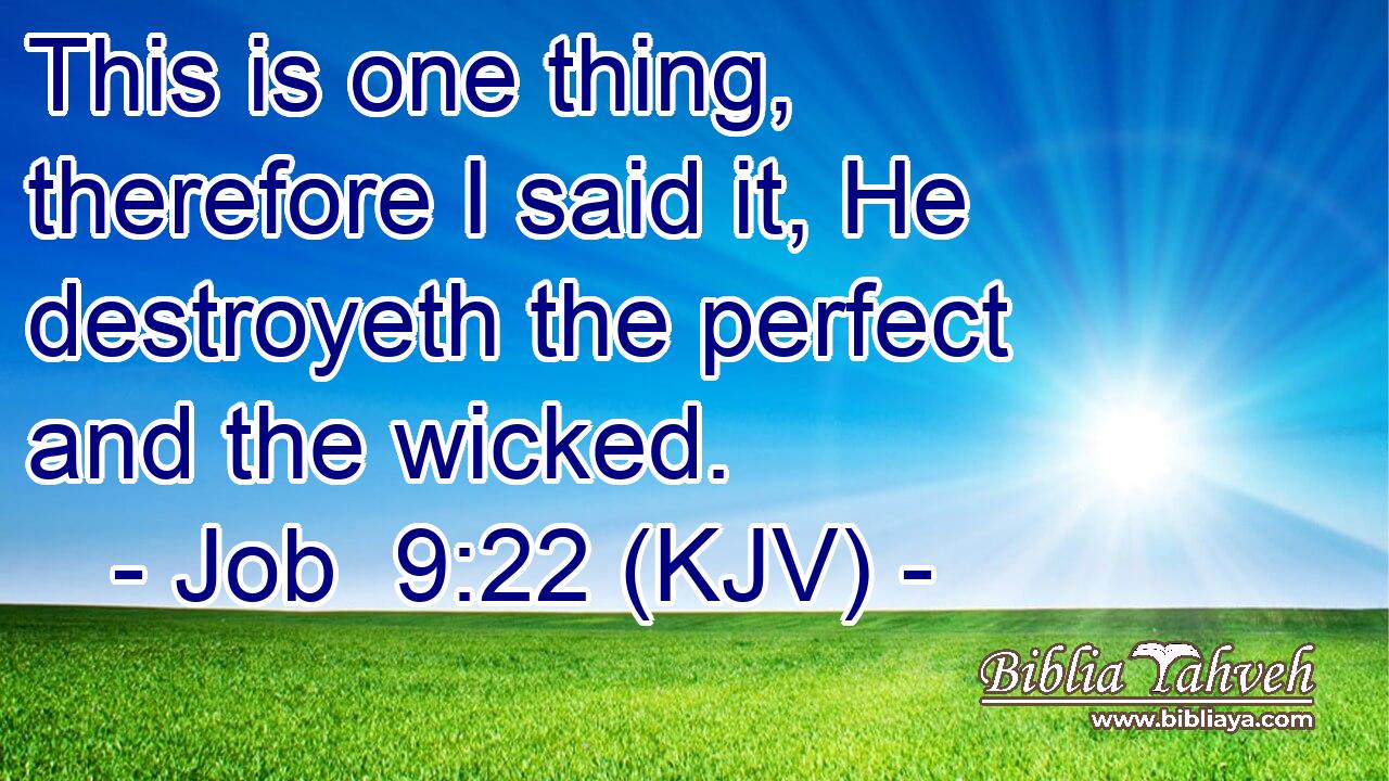 This is one thing, therefore I said it, He destroyeth the perfect and the wicked.