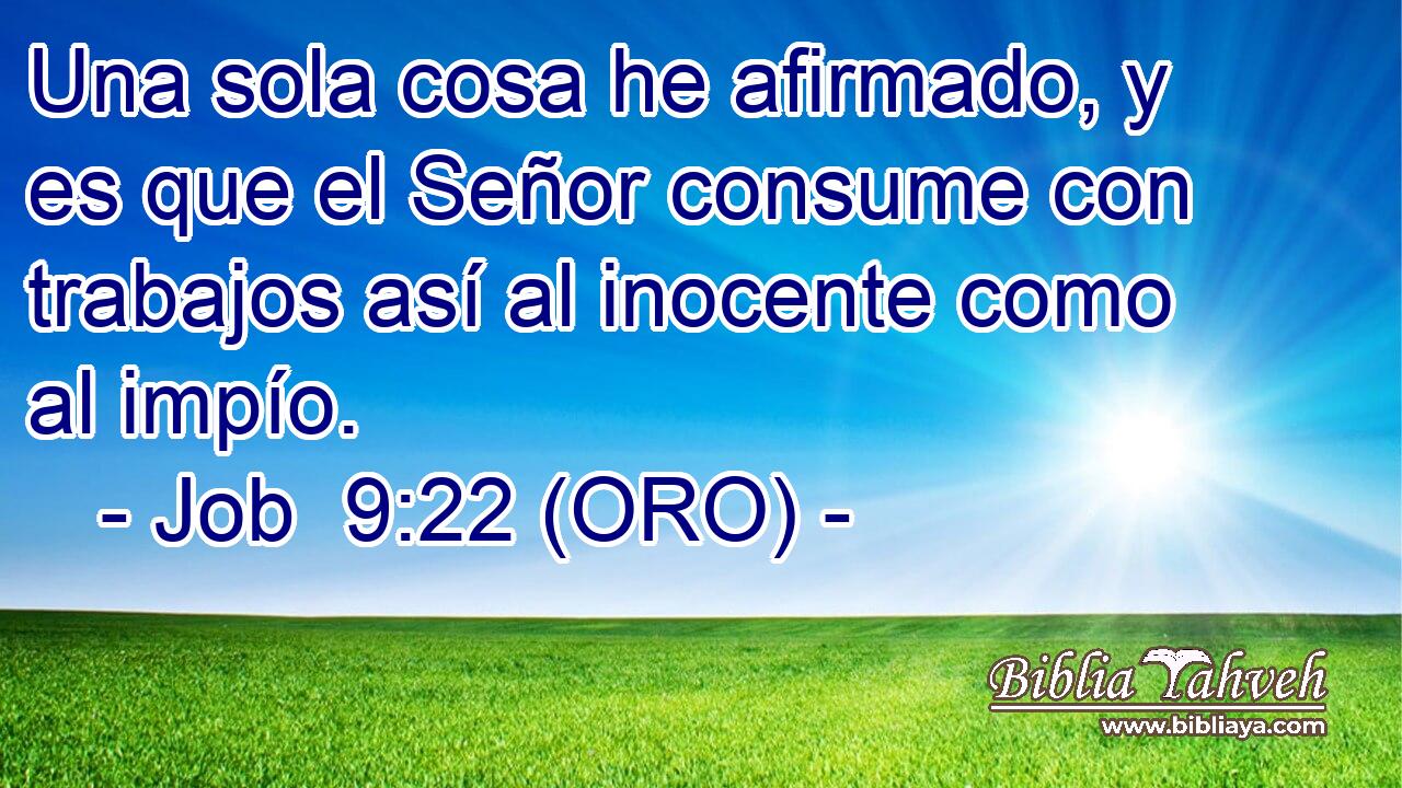  Una sola cosa he afirmado, y es que el Señor consume con trabajos así al inocente como al impío. 