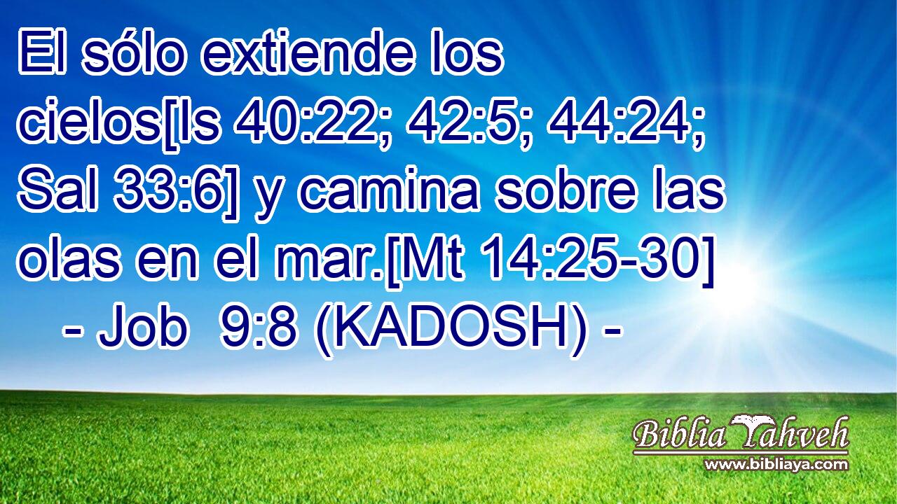  El sólo extiende los cielos[Is 40:22; 42:5; 44:24; Sal 33:6] y camina sobre las olas en el mar.[Mt 14:25-30] 