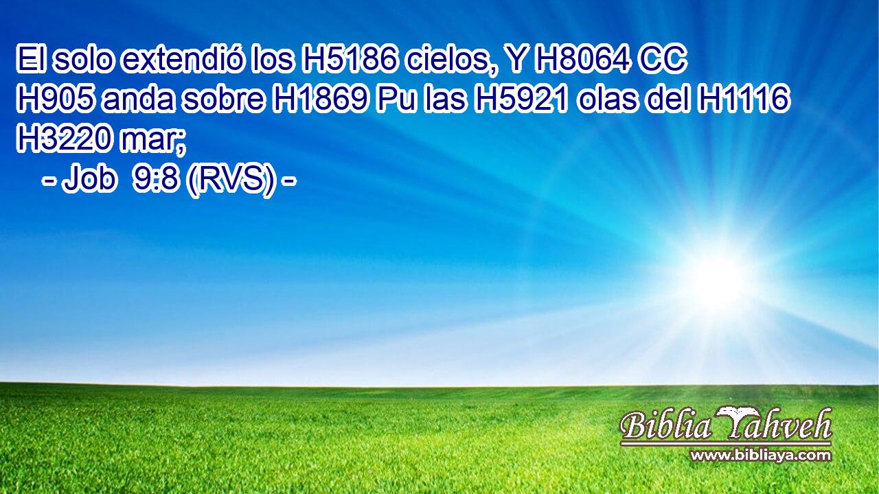 El solo extendió los H5186 cielos, Y H8064 CC H905 anda sobre H1869 Pu las H5921 olas del H1116 H3220 mar; 