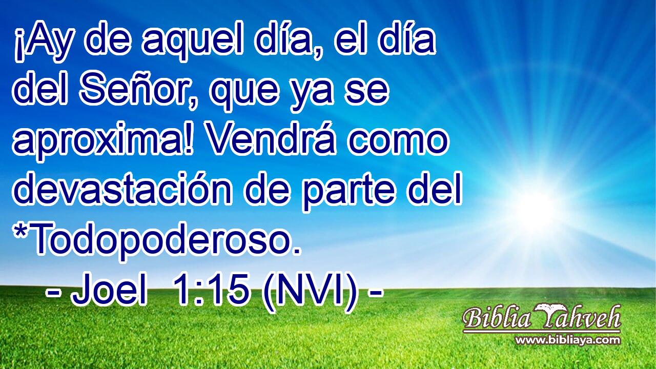  ¡Ay de aquel día, el día del Señor, que ya se aproxima! Vendrá como devastación de parte del *Todopoderoso. 