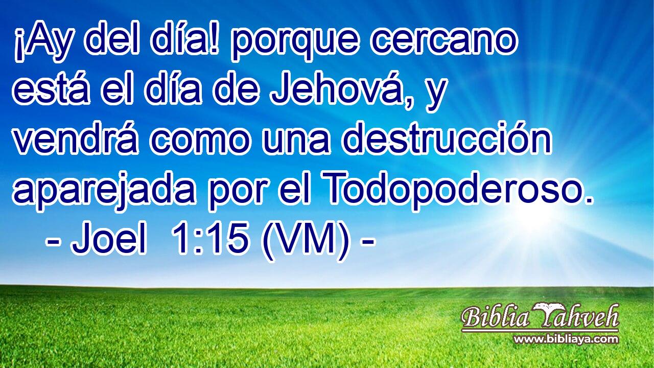  ¡Ay del día! porque cercano está el día de Jehová, y vendrá como una destrucción aparejada por el Todopoderoso. 